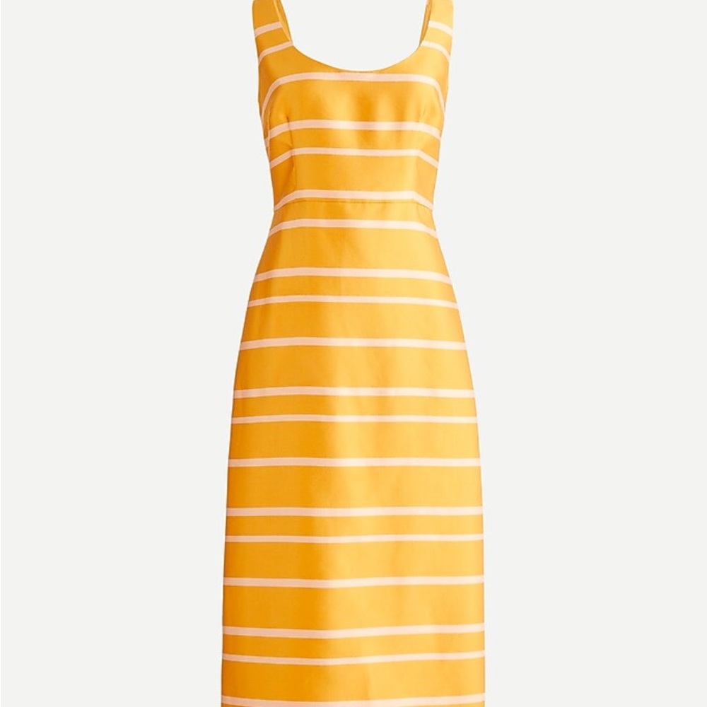 NWT J Crew goldish yellow and ivory striped midi dress